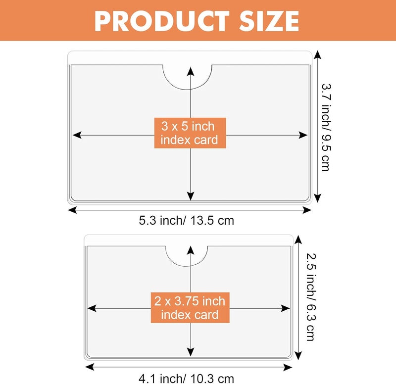 Outus 100 Pcs 2 x 3.75, 3 x 5 Inch Clear Self Adhesive Pockets - Bin Labels for Storage Bins, Pocket Label Sleeves, Plastic Index Card Holder with Top Open for Organizing Bins Box Drawer - Image 2